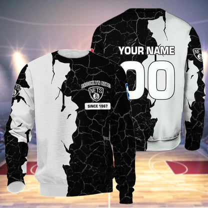 Brooklyn Nets 3d Cracked Design Personalized Apparel