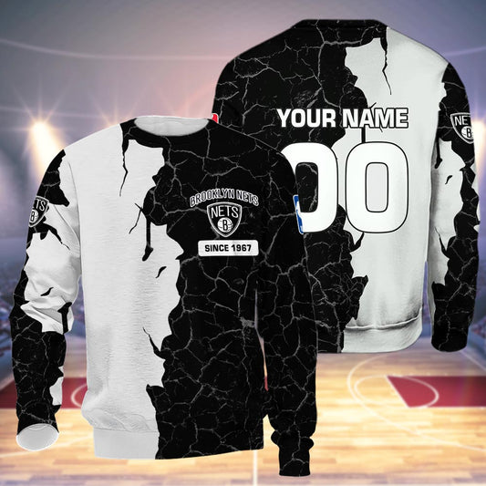 Brooklyn Nets 3d Cracked Design Personalized Apparel