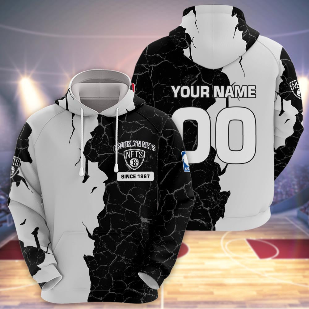 Brooklyn Nets 3d Cracked Design Personalized Apparel