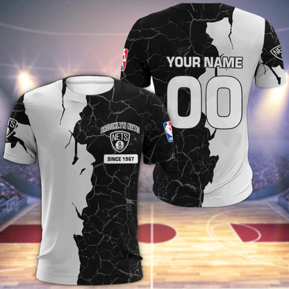 Brooklyn Nets 3d Cracked Design Personalized Apparel