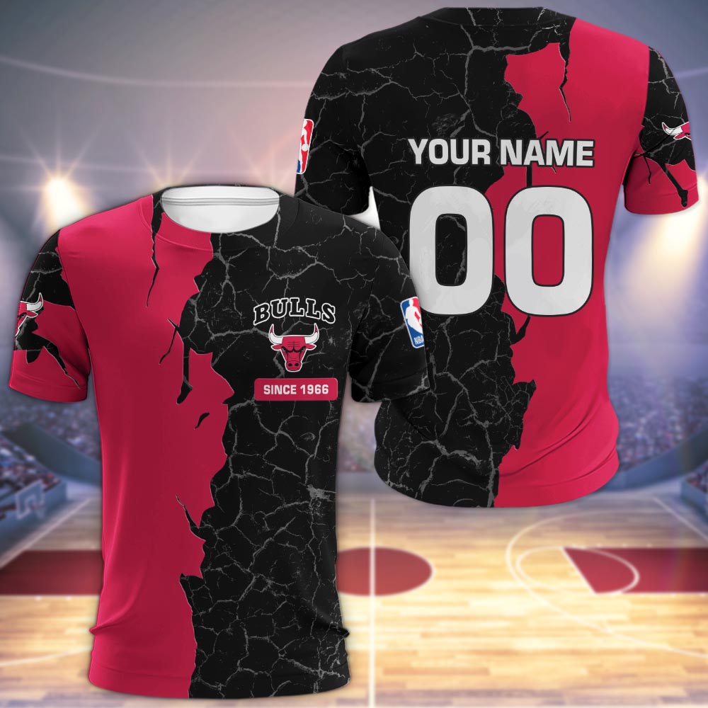 Chicago Bulls 3d Cracked Design Personalized Apparel