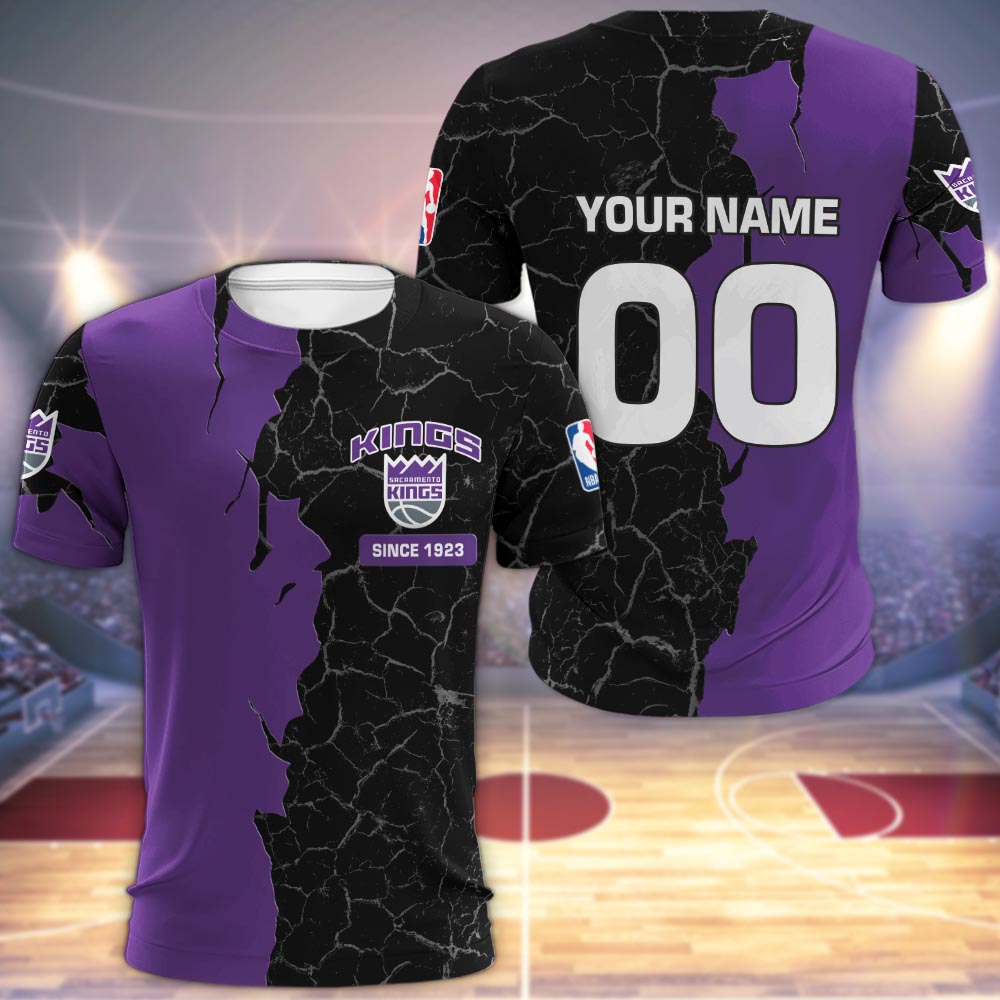 Sacramento Kings 3d Cracked Design Personalized Apparel