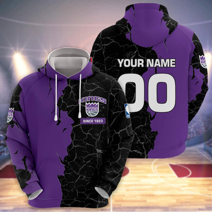 Sacramento Kings 3d Cracked Design Personalized Apparel