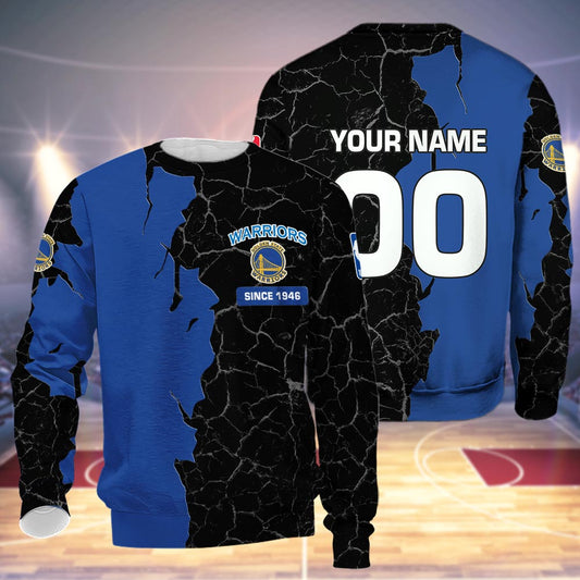 Golden State Warriors 3d Cracked Design Personalized Apparel