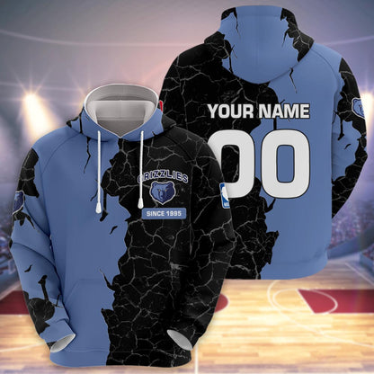 Memphis Grizzlies 3d Cracked Design Personalized Apparel
