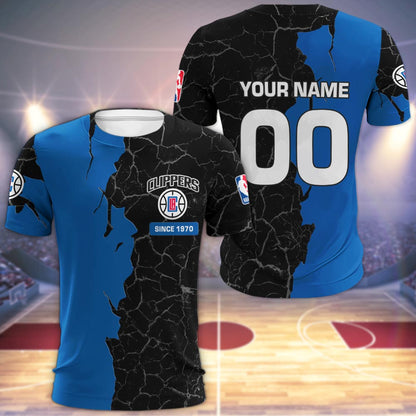 Los Angeles Clippers 3d Cracked Design Personalized Apparel