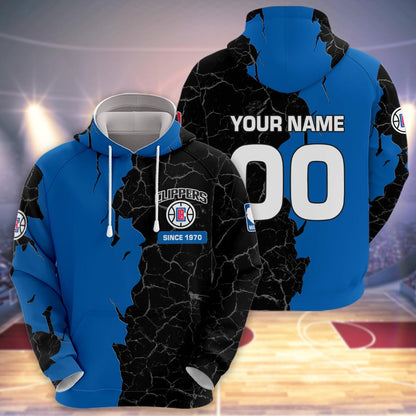 Los Angeles Clippers 3d Cracked Design Personalized Apparel