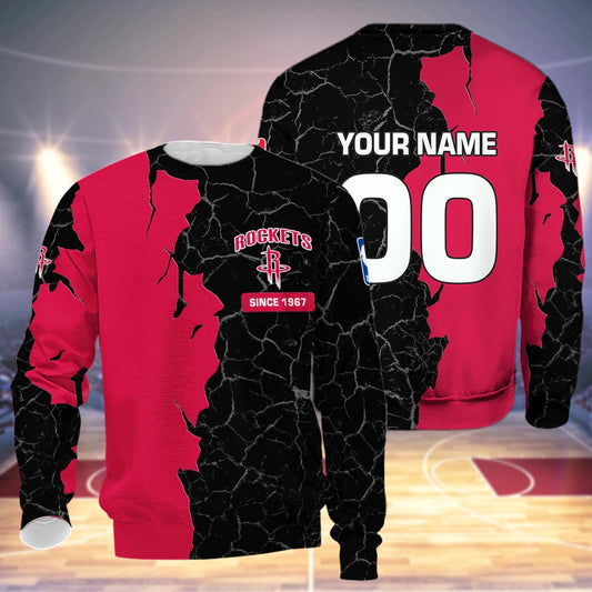Houston Rockets 3d Cracked Design Personalized Apparel