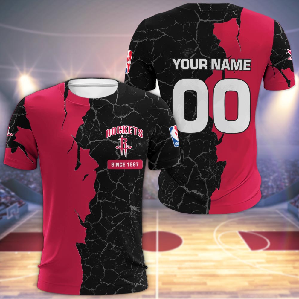 Houston Rockets 3d Cracked Design Personalized Apparel