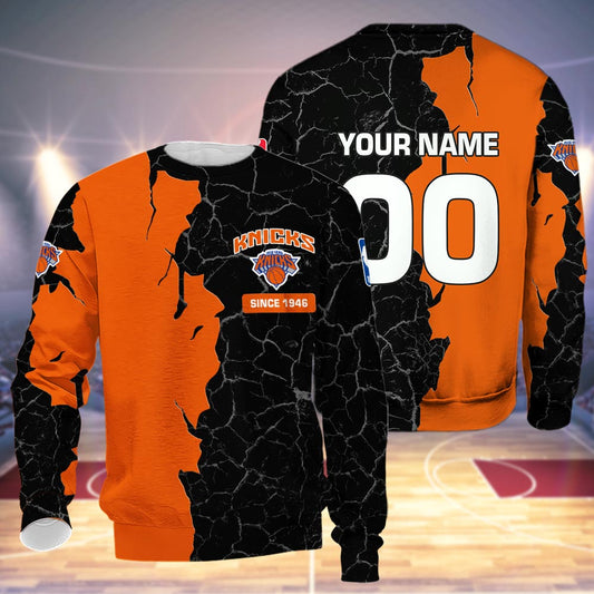 New York Knicks 3d Cracked Design Personalized Apparel