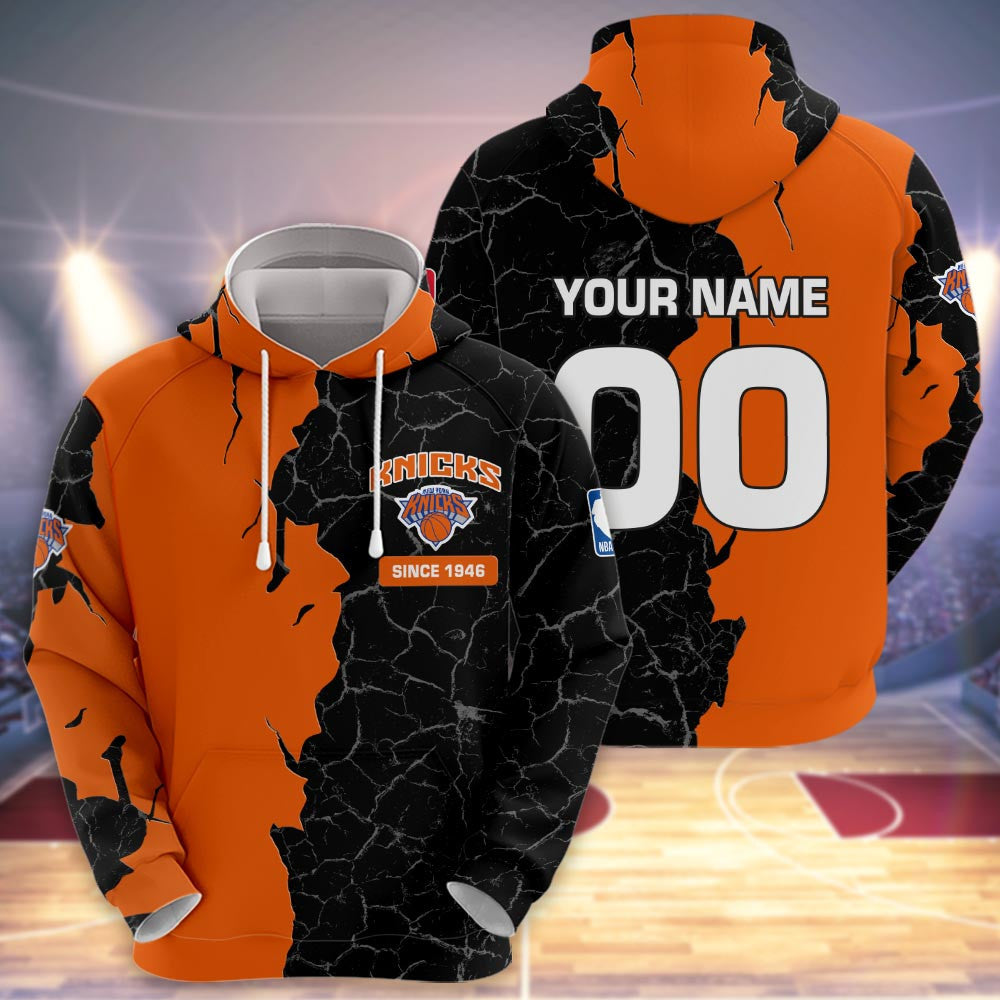New York Knicks 3d Cracked Design Personalized Apparel