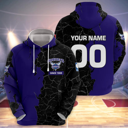Charlotte Hornets 3d Cracked Design Personalized Apparel