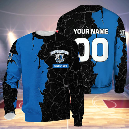 Dallas Mavericks 3d Cracked Design Personalized Apparel