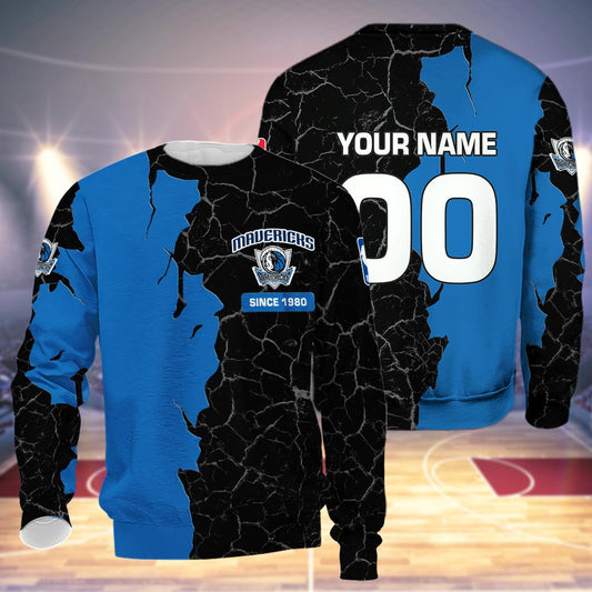 Dallas Mavericks 3d Cracked Design Personalized Apparel