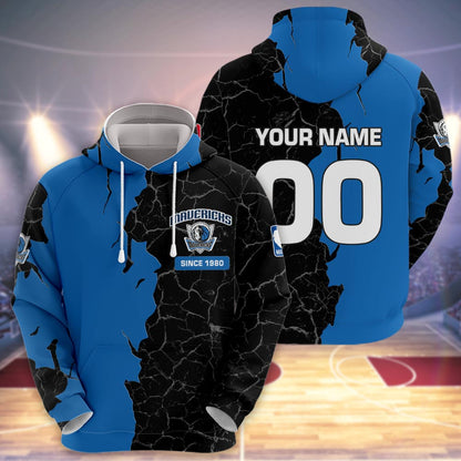 Dallas Mavericks 3d Cracked Design Personalized Apparel