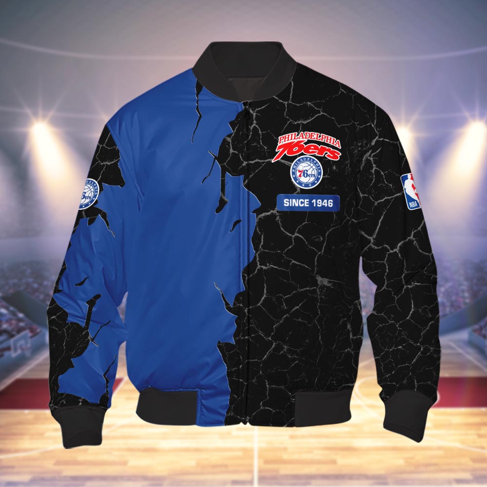 Philadelphia 76ers 3d Cracked Design Personalized Apparel