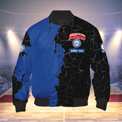 Philadelphia 76ers 3d Cracked Design Personalized Apparel