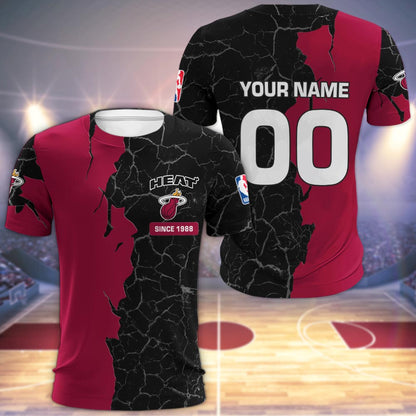 Miami Heat 3d Cracked Design Personalized Apparel