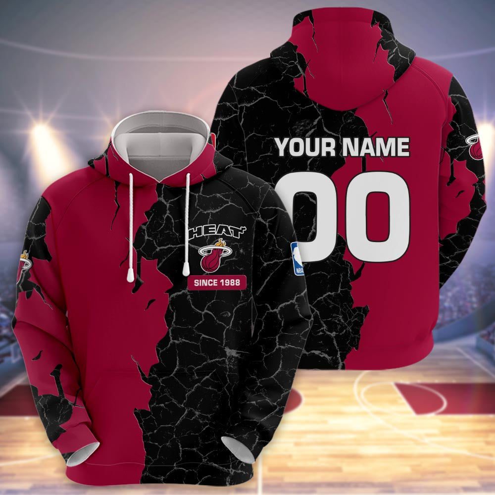 Miami Heat 3d Cracked Design Personalized Apparel