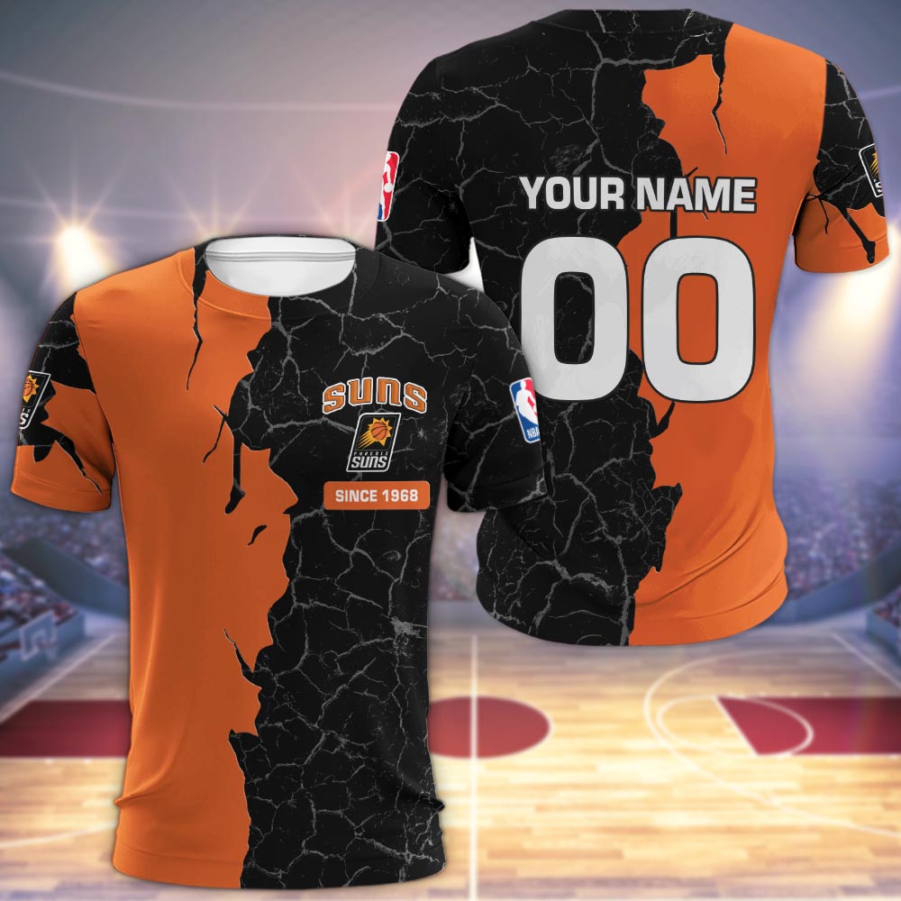 Phoenix Suns 3d Cracked Design Personalized Apparel