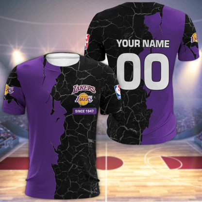 Los Angeles Lakers 3d Cracked Design Personalized Apparel
