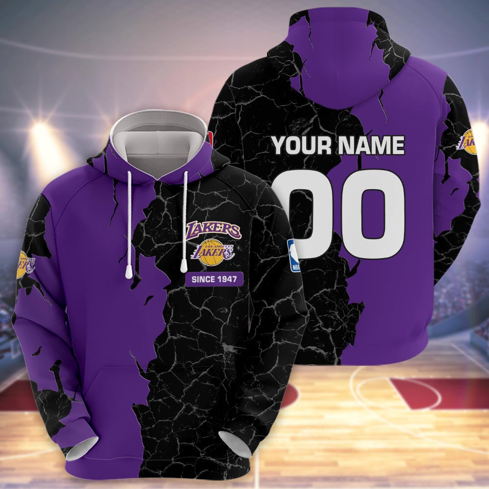 Los Angeles Lakers 3d Cracked Design Personalized Apparel