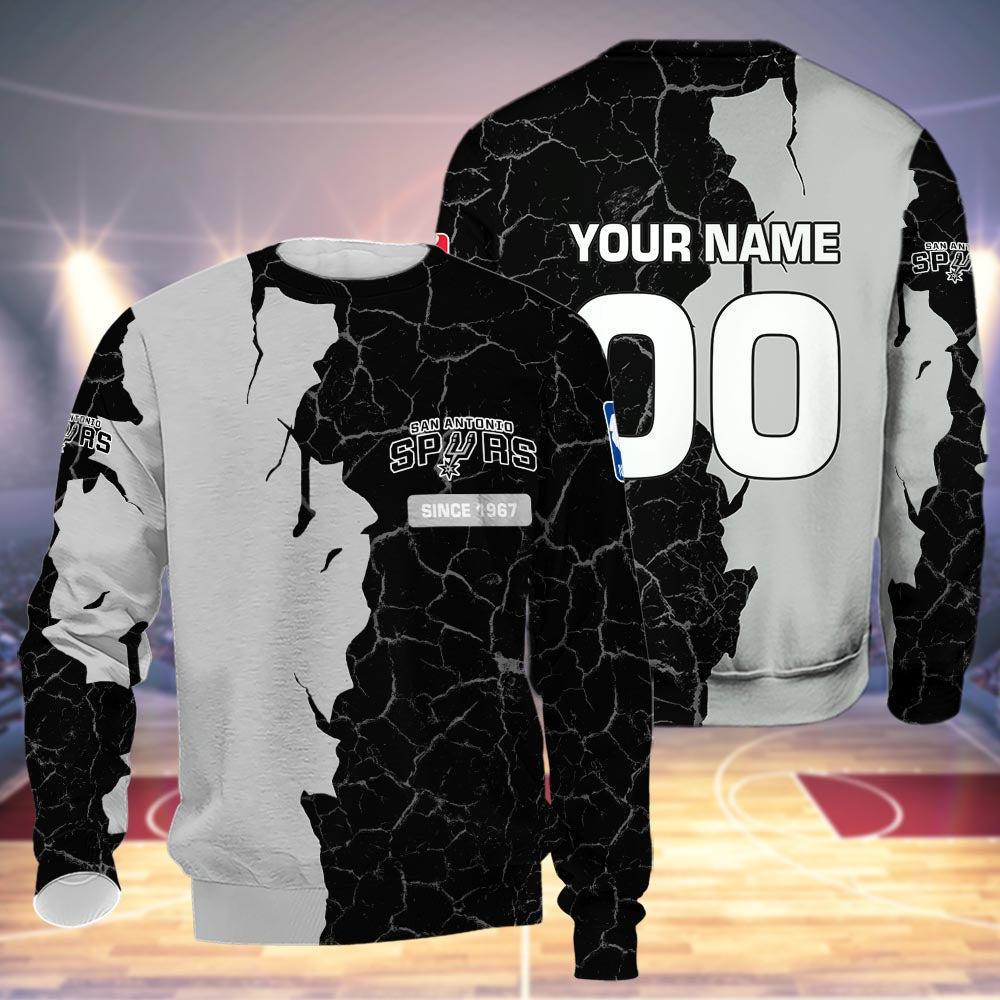 San Antonio Spurs 3d Cracked Design Personalized Apparel