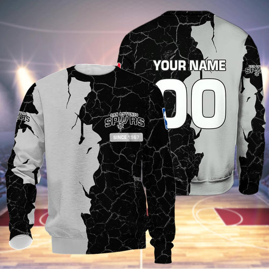 San Antonio Spurs 3d Cracked Design Personalized Apparel