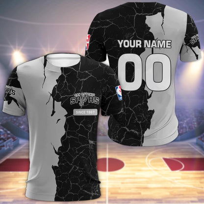 San Antonio Spurs 3d Cracked Design Personalized Apparel