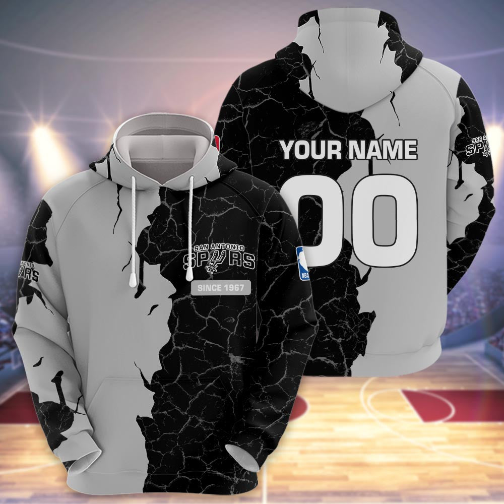 San Antonio Spurs 3d Cracked Design Personalized Apparel