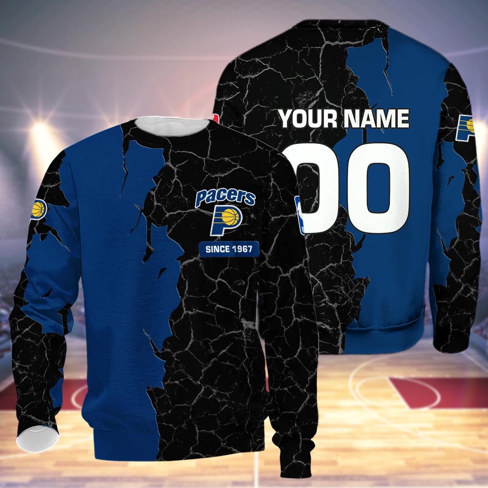 Indiana Pacers 3d Cracked Design Personalized Apparel