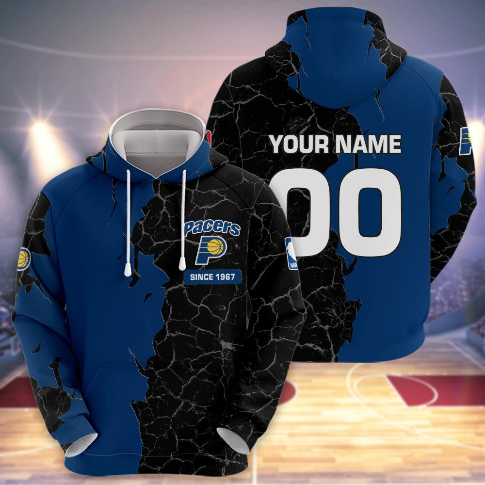 Indiana Pacers 3d Cracked Design Personalized Apparel
