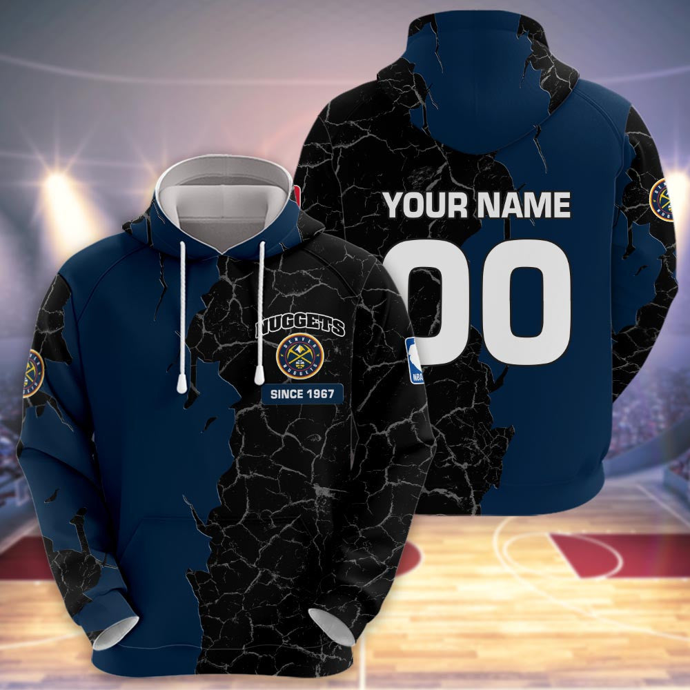 Denver Nuggets 3d Cracked Design Personalized Apparel