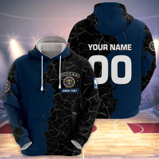 Denver Nuggets 3d Cracked Design Personalized Apparel