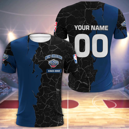 New Orleans Pelicans 3d Cracked Design Personalized Apparel