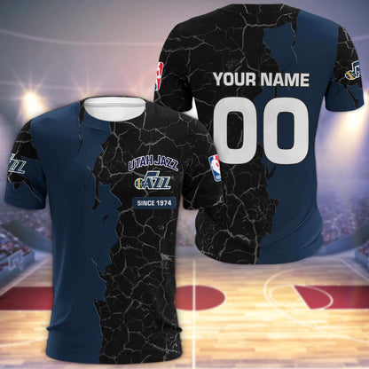 Utah Jazz 3d Cracked Design Personalized Apparel