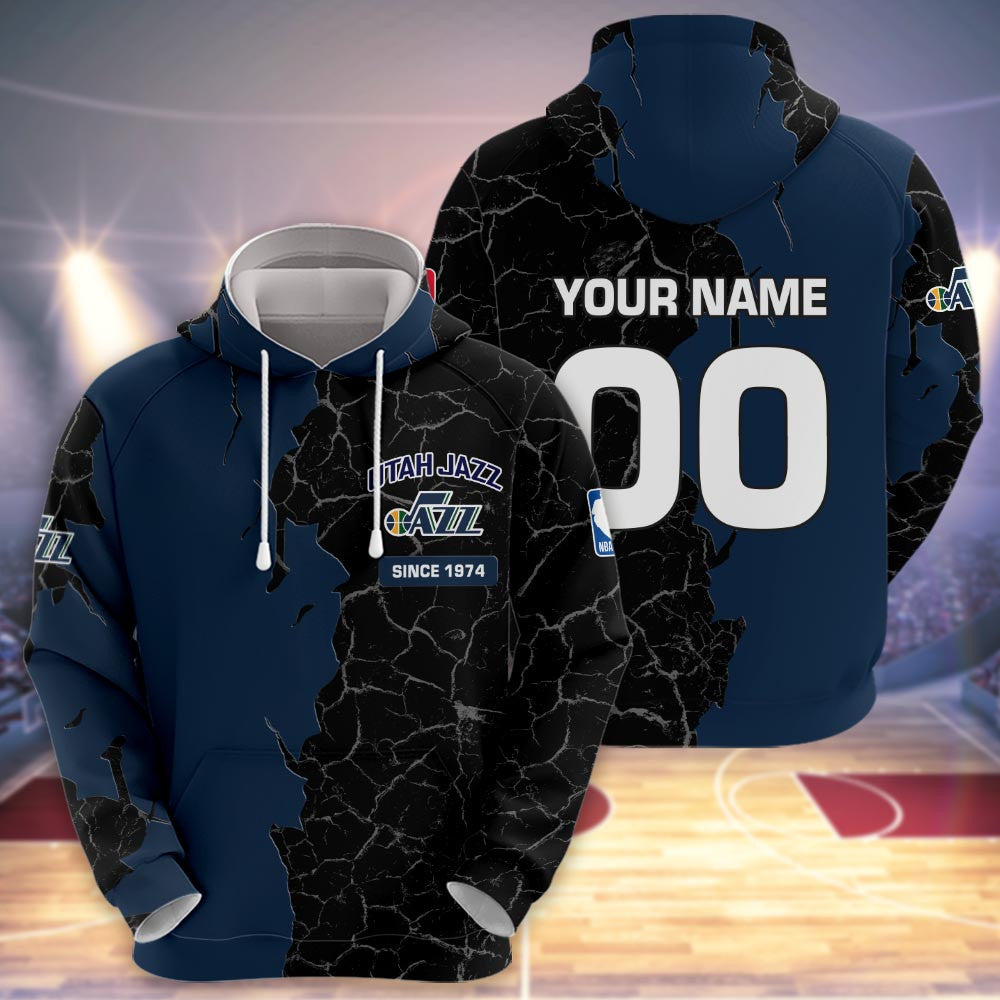 Utah Jazz 3d Cracked Design Personalized Apparel