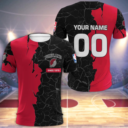 Portland Trail Blazers 3d Cracked Design Personalized Apparel
