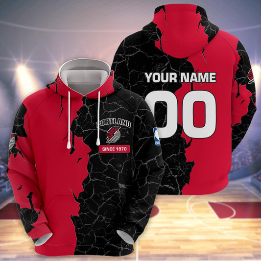 Portland Trail Blazers 3d Cracked Design Personalized Apparel
