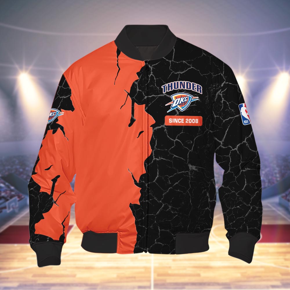 Oklahoma City Thunder 3d Cracked Design Personalized Apparel