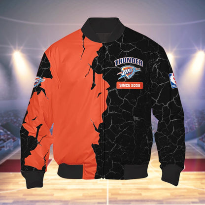 Oklahoma City Thunder 3d Cracked Design Personalized Apparel