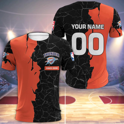 Oklahoma City Thunder 3d Cracked Design Personalized Apparel