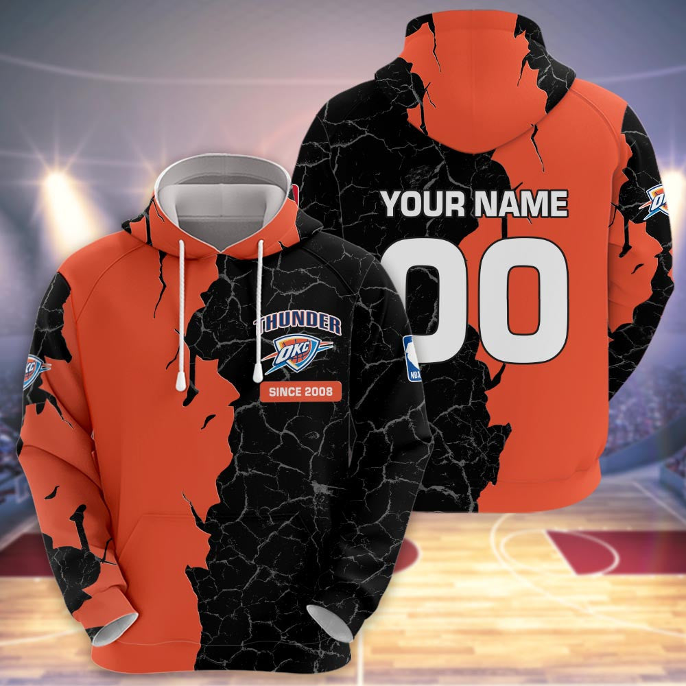 Oklahoma City Thunder 3d Cracked Design Personalized Apparel