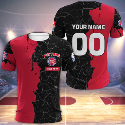 Detroit Pistons 3d Cracked Design Personalized Apparel