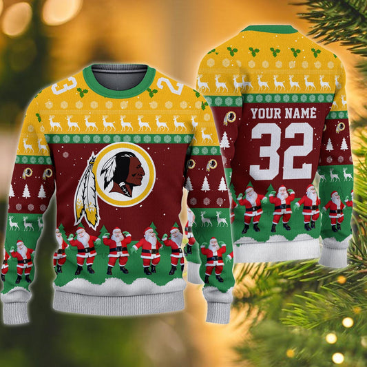 Washington Redskin Personalized Christmas Ugly Sweater