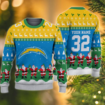 Los Angeles Chargers Personalized Christmas Ugly Sweater