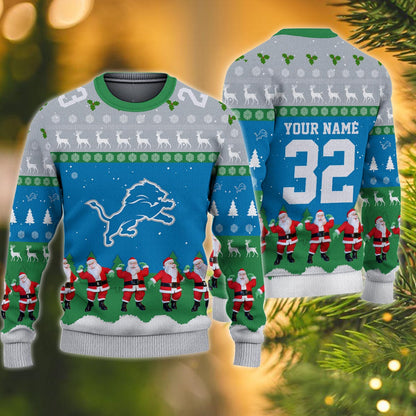 Detroit Lions Personalized Christmas Ugly Sweater