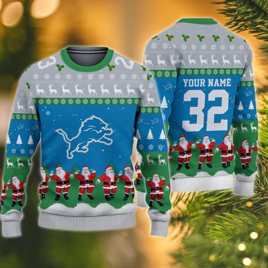 Detroit Lions Personalized Christmas Ugly Sweater