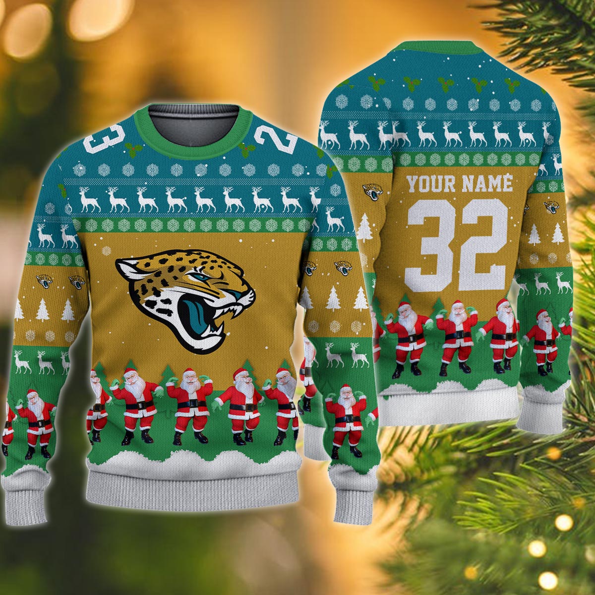 Jacksonville Jaguars Personalized Christmas Ugly Sweater