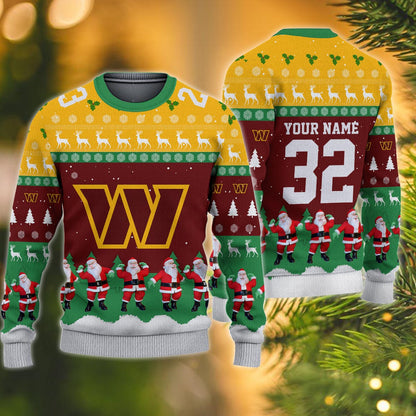 Washington Commanders Personalized Christmas Ugly Sweater